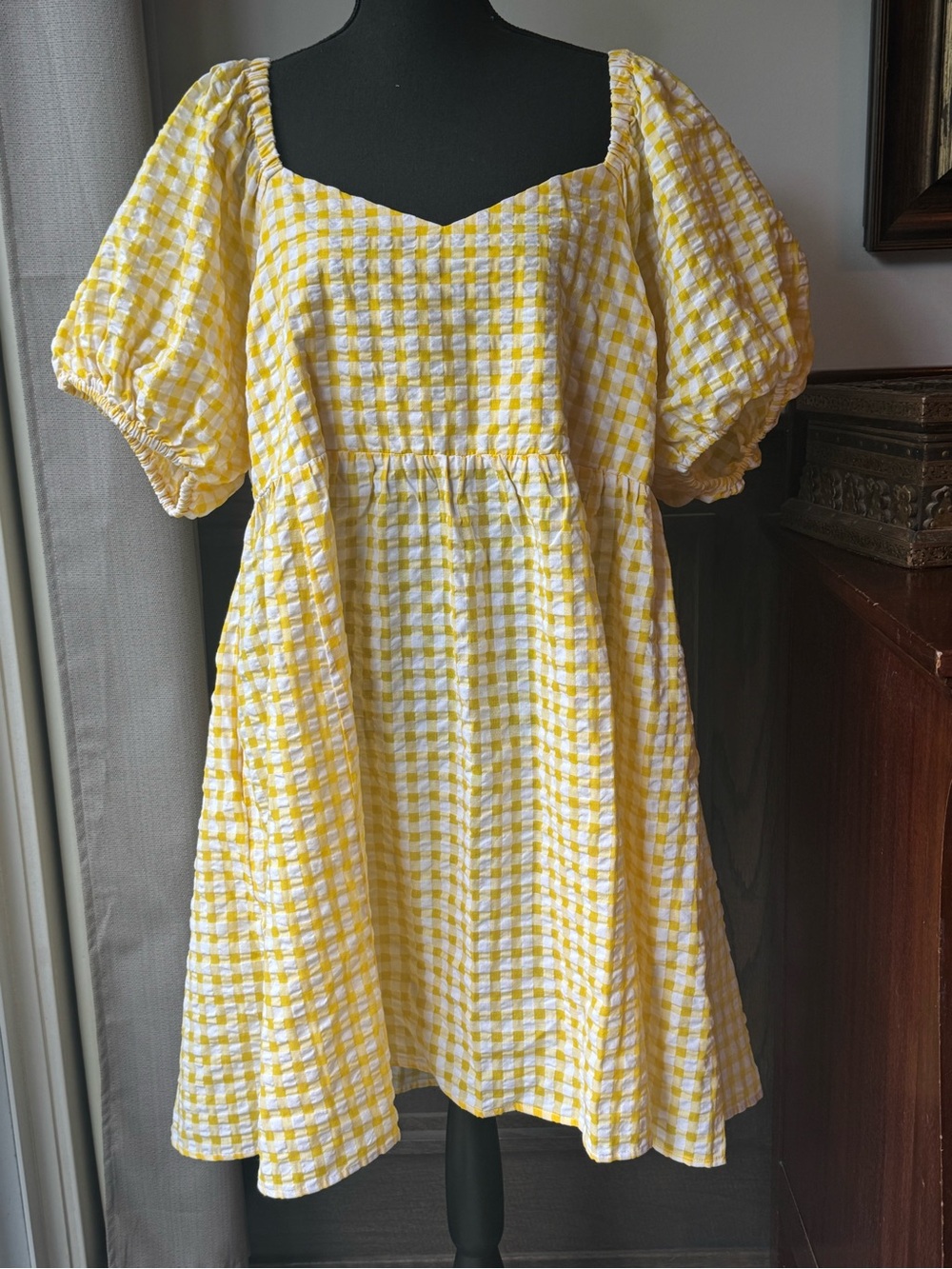 Old Navy Yellow and White Gingham Dress